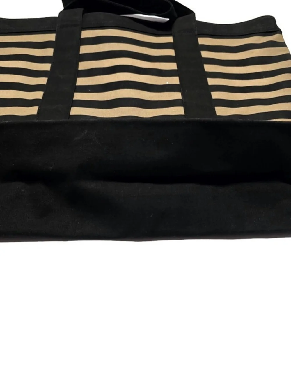 Perry Ellis Black & Tan Striped Canvas Tote Bag
